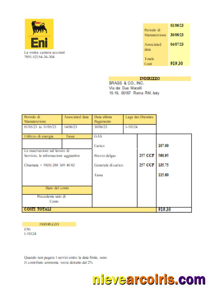 Italy Gas utility business bill
